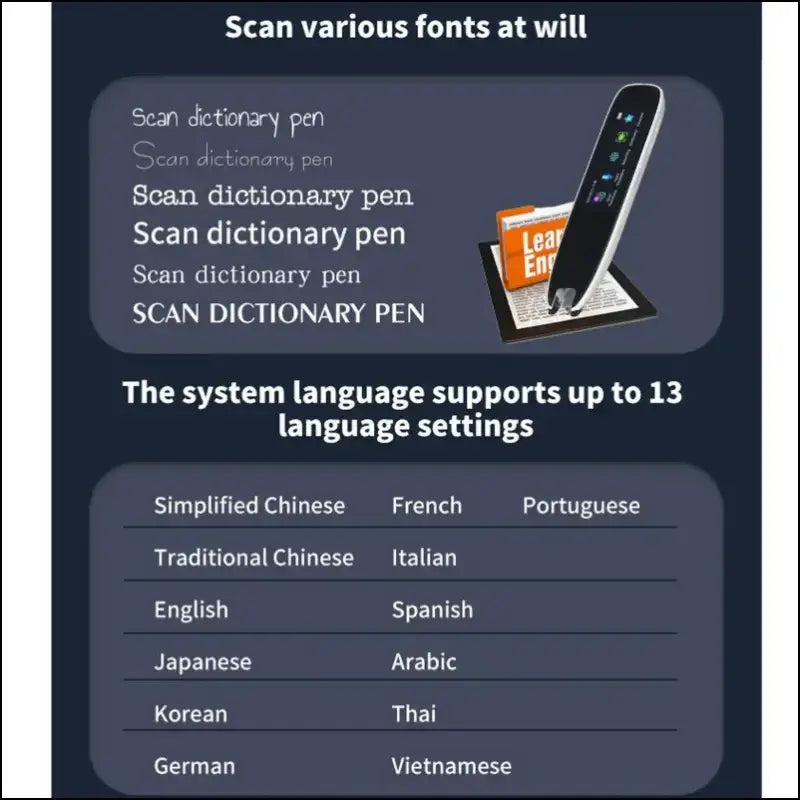 Smart Voice Translator Pen White International Edition – WiFi Translation Scanning for Multilingual Communication