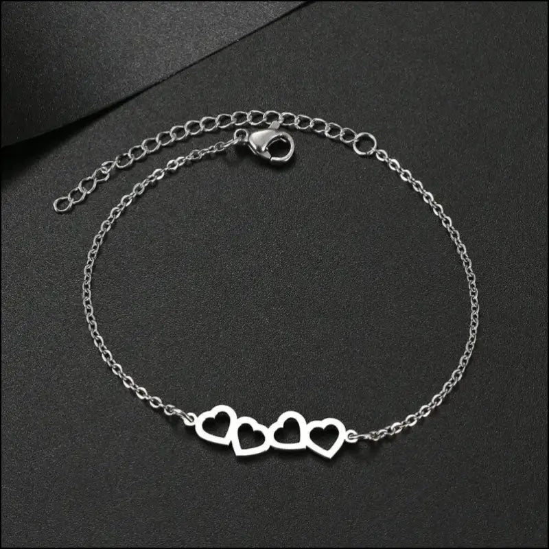 Stainless Steel Heart Charm Bracelet for Women - Classic Sweet Hollow Fashion Chain Best Gift Jewelry - Bracelets