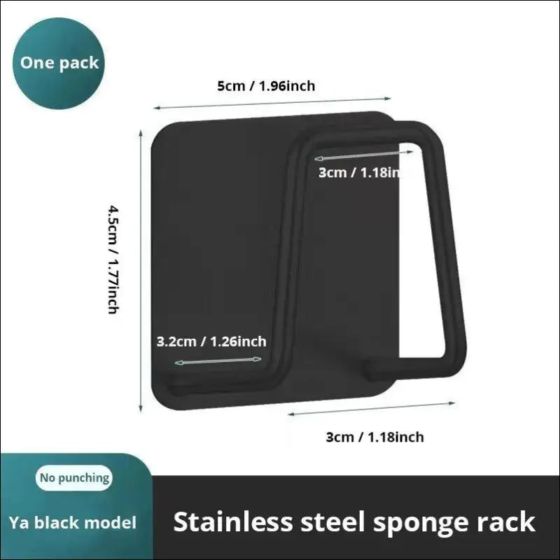 ’Stainless Steel Sink Sponge Rack | Self-Adhesive Holder for & Wire Ball | Draining Kitchen Organizer Wall’ - Stainless