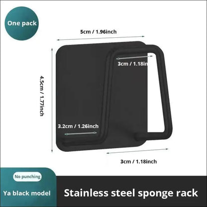 ’Stainless Steel Sink Sponge Rack | Self-Adhesive Holder for & Wire Ball | Draining Kitchen Organizer Wall’ - Stainless