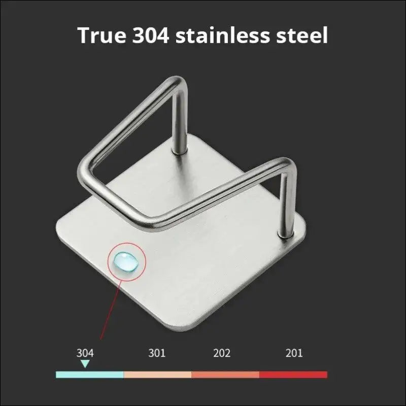 ’Stainless Steel Sink Sponge Rack | Self-Adhesive Holder for & Wire Ball | Draining Kitchen Organizer Wall’ - Stainless