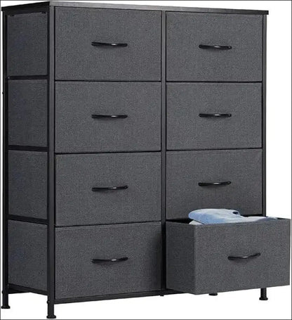 Tall Drawer Dresser for Bedroom - 8-Drawer Fabric Storage Tower Organizer Chest Clothes Closet - Dark Grey / United