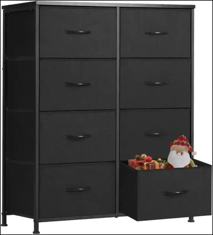 Tall Drawer Dresser for Bedroom - 8-Drawer Fabric Storage Tower Organizer Chest Clothes Closet - Deep Black / United