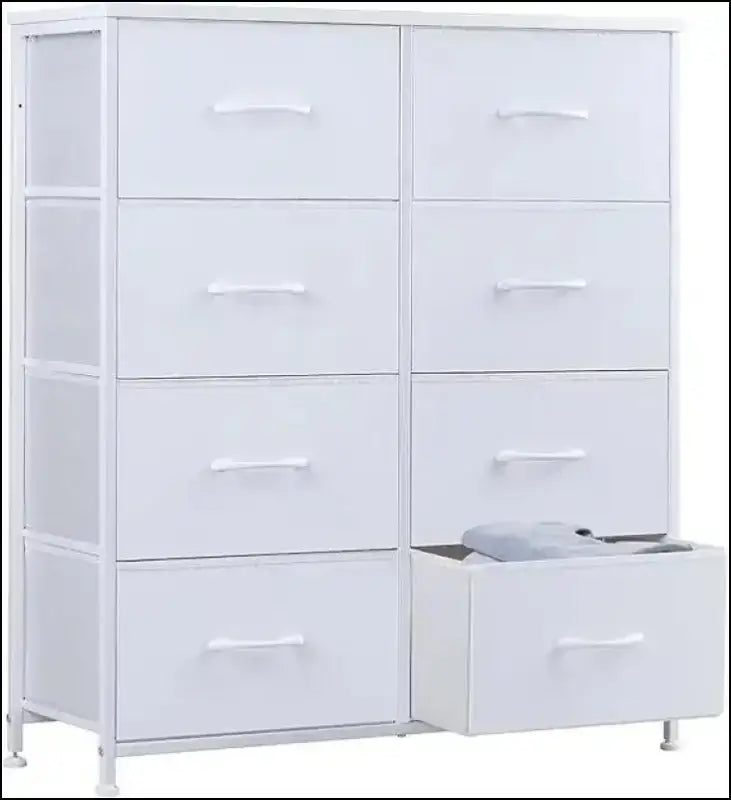 Tall Drawer Dresser for Bedroom - 8-Drawer Fabric Storage Tower Organizer Chest Clothes Closet - White / United States