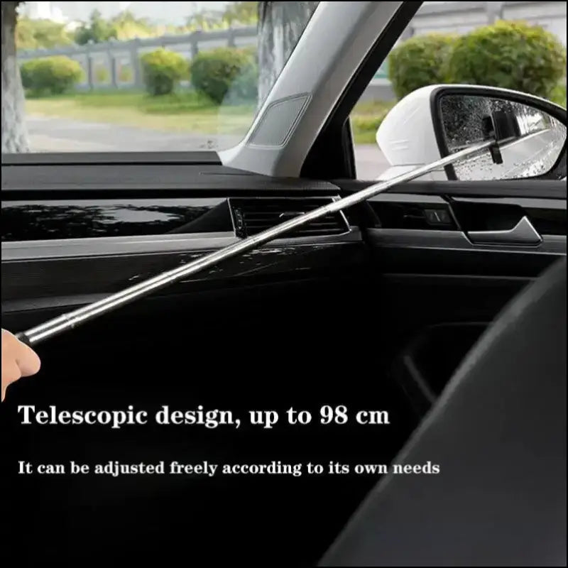 ’Telescopic Car Rearview Mirror Wiper Cleaning Tool | Auto Glass Mist Cleaner & Scraper | Essential Accessories