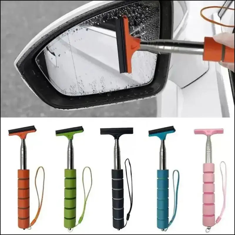 ’Telescopic Car Rearview Mirror Wiper Cleaning Tool | Auto Glass Mist Cleaner & Scraper | Essential Accessories