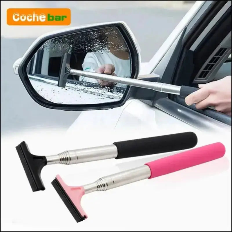 ’Telescopic Car Rearview Mirror Wiper Cleaning Tool | Auto Glass Mist Cleaner & Scraper | Essential Accessories