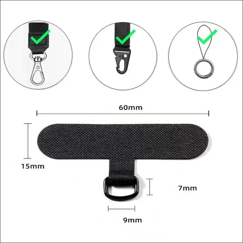 Universal TPU Mobile Phone Anti-Lost Lanyard Card Gasket | Detachable Nylon Strap Patch Tether Pad - 10/5/1Pcs - Tpu