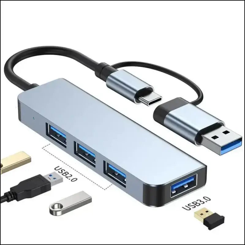 USB C Hub 8-in-2 | Splitter with 4 Ports USB-C TF/SD Card Reader Audio Output | Compatible MacBook - Port