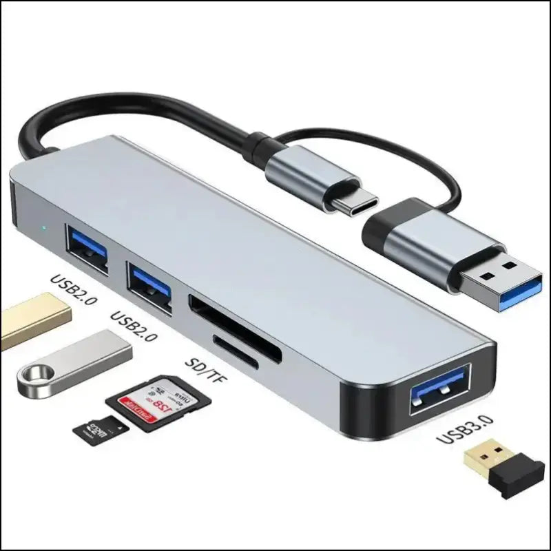 USB C Hub 8-in-2 | Splitter with 4 Ports USB-C TF/SD Card Reader Audio Output | Compatible MacBook - 5 IN 2 - Port