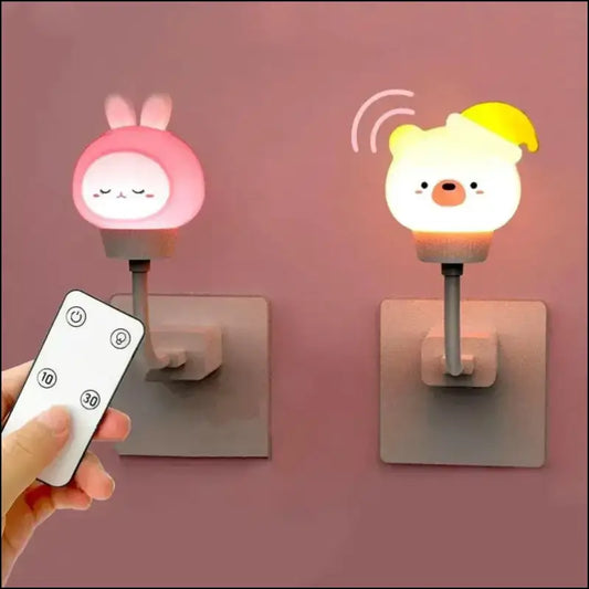 USB LED Night Light | Cute Cartoon Bear Chick and Kitten Lamps | Remote Control Bedside Lamp for Children’s Bedroom