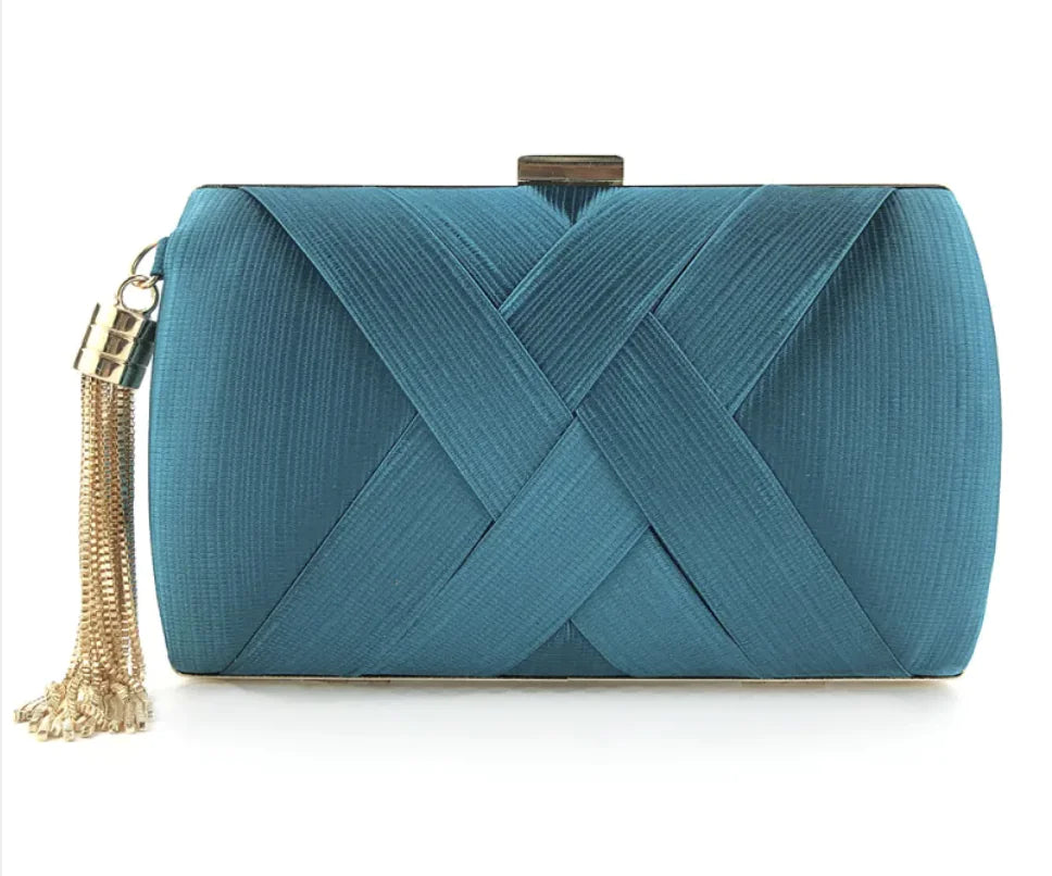 Satin Dinner Clutch with Stylish Tassel Design