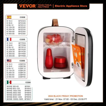 VEVOR 4L Mini Desk Fridge – Portable Car Refrigerator for Cosmetics Drinks & Warm Masks