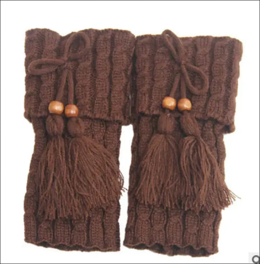 Winterland Leg Warmers With Wooden Beads And Tassels