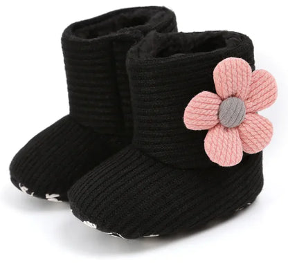 Cozy Sunflower Cotton Baby Boots