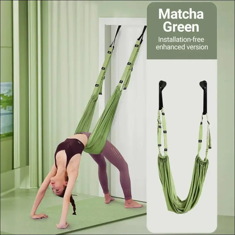 Women’s Aerial Swing Belt Stretch Trainer for Flexibility Hammock Leg Splits Yoga Strap - Green - Pull Rope