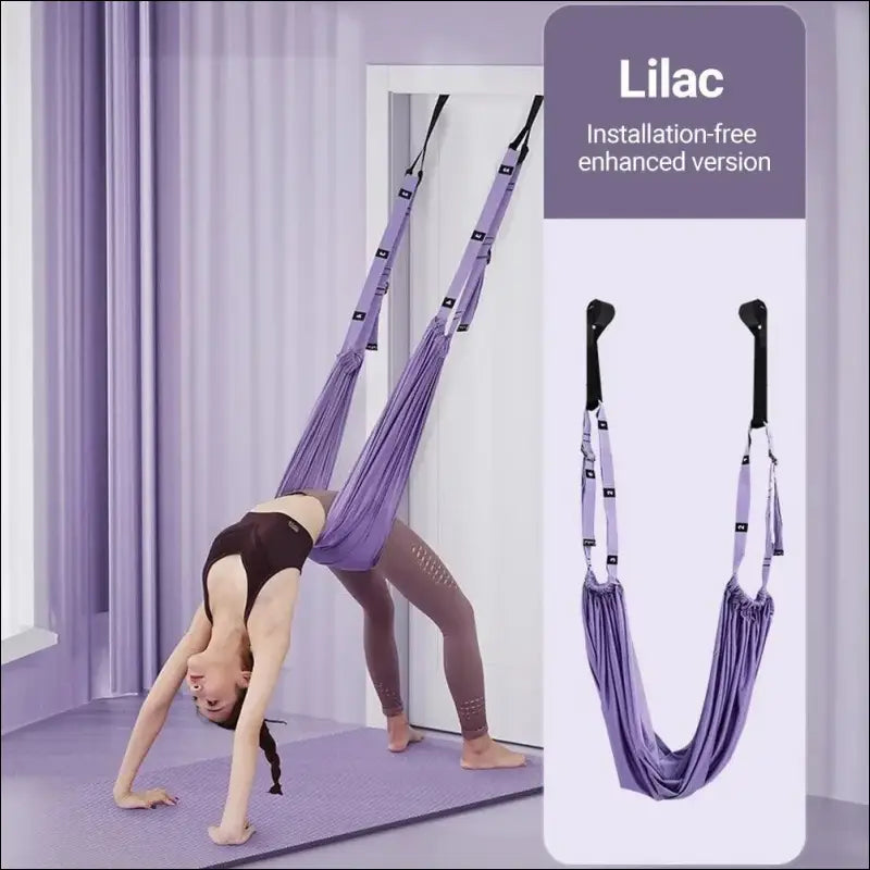 Women’s Aerial Swing Belt Stretch Trainer for Flexibility Hammock Leg Splits Yoga Strap - Purple - Pull Rope