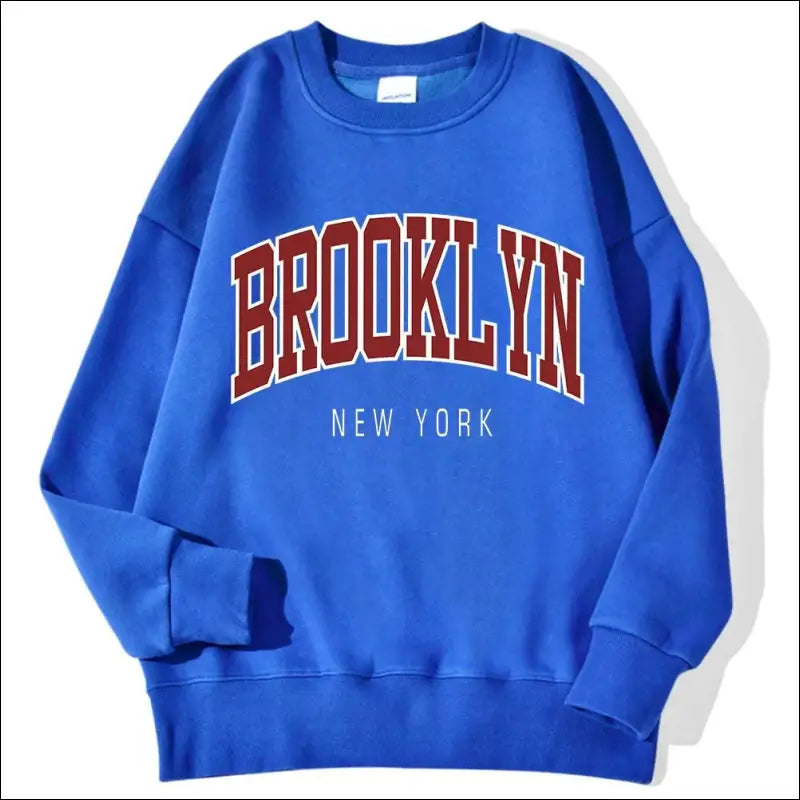 ’Women’s Brooklyn New York Printed Hoodie - Trendy Harajuku Cotton Sweatshirt Colorful & Durable’ - Blue / L