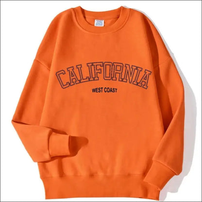 ’Women’s California West Coast Sweatshirt - Trendy Korean Pullover Hoodie Sporty & Stylish’ - Orange / XL - Women