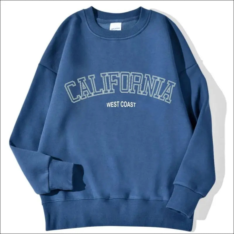 ’Women’s California West Coast Sweatshirt - Trendy Korean Pullover Hoodie Sporty & Stylish’ - Haze Blue / S