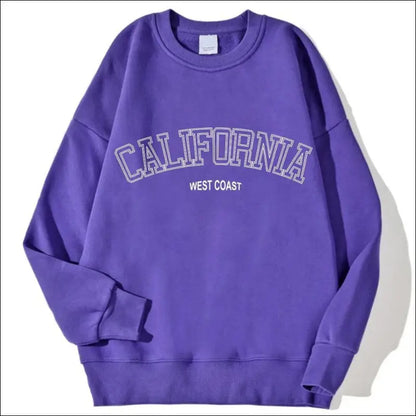 ’Women’s California West Coast Sweatshirt - Trendy Korean Pullover Hoodie Sporty & Stylish’ - Purple / S - Women Hoodies