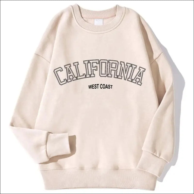 ’Women’s California West Coast Sweatshirt - Trendy Korean Pullover Hoodie Sporty & Stylish’ - Beige / S - Women Hoodies