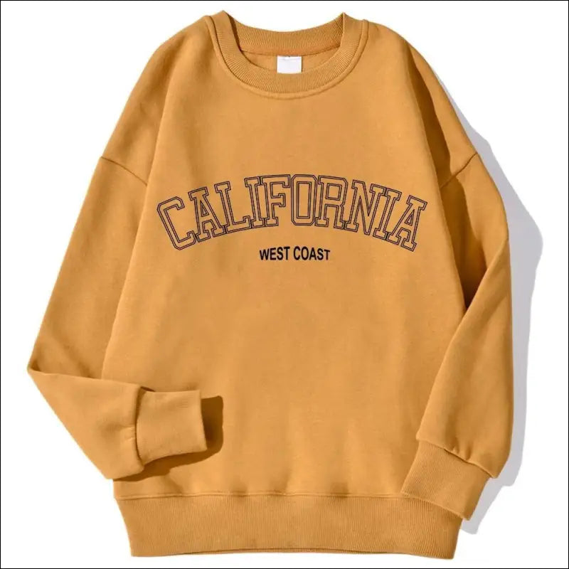 ’Women’s California West Coast Sweatshirt - Trendy Korean Pullover Hoodie Sporty & Stylish’ - Khaki / S - Women Hoodies