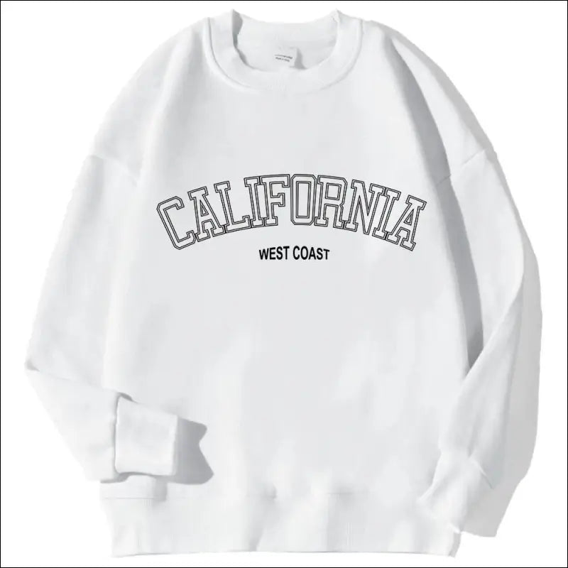 ’Women’s California West Coast Sweatshirt - Trendy Korean Pullover Hoodie Sporty & Stylish’ - White / L - Women Hoodies