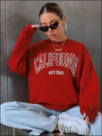 ’Women’s California West Coast Sweatshirt - Trendy Korean Pullover Hoodie Sporty & Stylish’ - Women Hoodies