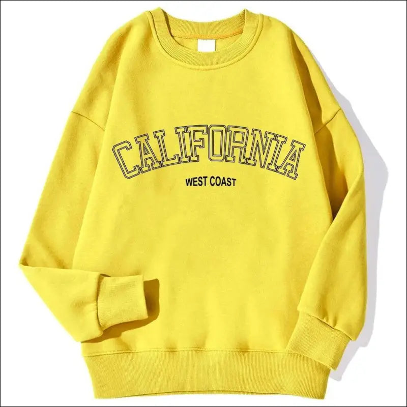 ’Women’s California West Coast Sweatshirt - Trendy Korean Pullover Hoodie Sporty & Stylish’ - Yellow / S - Women Hoodies