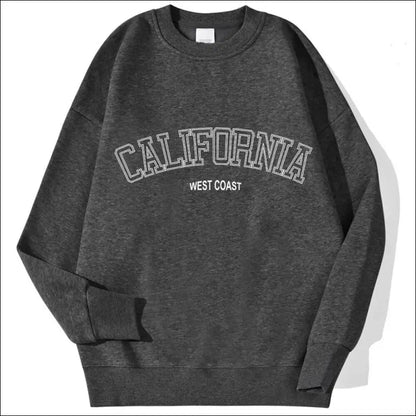 ’Women’s California West Coast Sweatshirt - Trendy Korean Pullover Hoodie Sporty & Stylish’ - Dark Gray / M