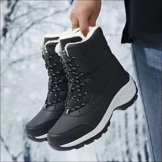 Women’s Snow Boots - Non-Slip Platform Winter Shoes Fur-Lined Warm Ankle Waterproof Wedge Thigh High for Women