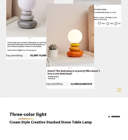 Color Stacked Stone Bedside Lamp